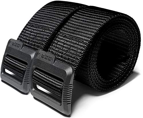 CQR Tactical Belt, Military Style Heavy Duty Belt, Webbing EDC Quick-Release Buckle - color: 2pack Dura Nylon Black, size: Large