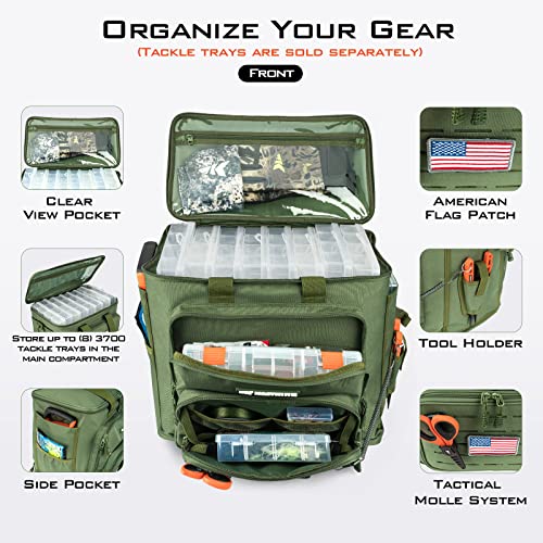 KastKing Fishing Tackle Bags - Saltwater & Freshwater Fishing Bags - Water Resistant, Padded Shoulder Strap - Gear Storage - color: Green--Large, size: Large