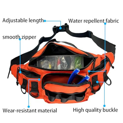 Fishing Fanny Pack for Men -Fishing Fanny Pack-Lightweight and Fishing Sling Pack - color: orange