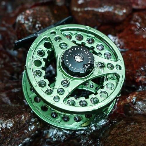 Sougayilang Fly Fishing Reel, Die Cast Aluminum Fly Reel, 5/6, 7/8, Weight Saltwater Fly Reels, 5/6, 7/8, Weight Saltwater Fly Reels - color: Green, size: 7/8wt