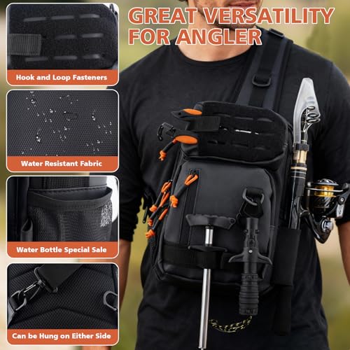 Hikary Fishing Backpack with Tackle Boxes,Fishing Tool Kit,Lightweight Outdoor Water-Resistant Fishing Shoulder Bag with Rod Holder Fisherman Gift Saltwater Freshwater - color: Black