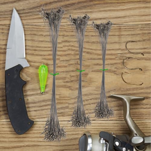Stainless Steel Fishing Wire Leaders, Black Coated & Uncoated Options, Heavy Strength 31–100LB, 6–21in Multi Sizes with Rolling Swivels Snaps for Salt Fresh Water Shark Pike Barracuda - color: 7.87in -50pcs(31LB)