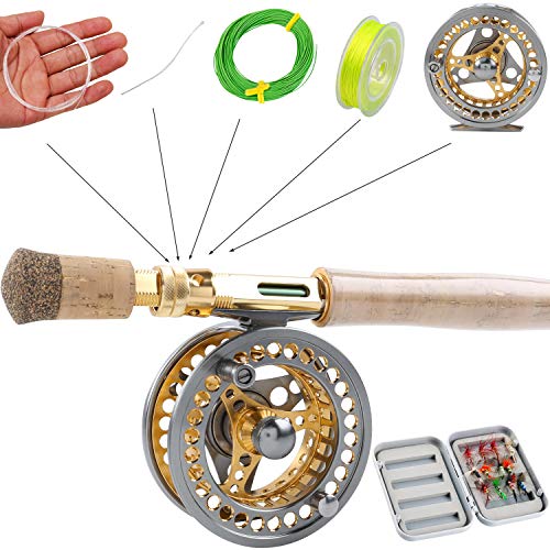 Sougayilang Fly Fishing Rod Reel Combos with Lightweight Portable Fly Rod and CNC-machined Aluminum Alloy Fly Reel,Fly Fishing Complete Starter Package - color: Fly Fishing Full Kit 7-8#