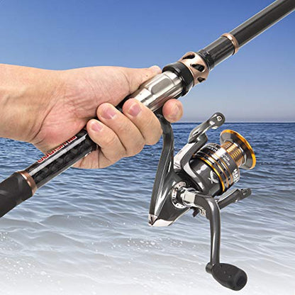 PLUSINNO Fishing Rod and Reel Combos - Carbon Fiber Telescopic Fishing Pole - Spinning Reel 12 +1 Shielded Bearings Stainless Steel BB - color: ONLY Fishing rod (not include reel), size: 2.1M 6.89FT