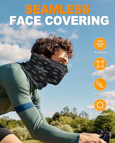 4Pack Neck Gaiter for Men Women Face Cover Mask Head Wrap Balaclava Headwear Bandana Headband Magic Scarf - color: A-bohemian-4