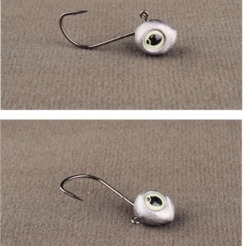 10pcs Luminous 3D Eye Jig Head Hooks 2.5g-4.2g-Glow in Dark Fishing Lures for Bass Carp Ice Fishing, No-Tangle Soft Baits - size: 3.5g