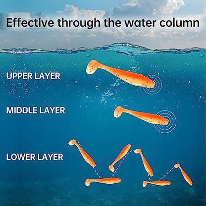 MAFIMOEA 50 Pcs Soft Fishing Lures Plastic Paddle Tail Swim Baits Kit for Bass Trout Walleye Crappie 5 Mixed Colors Fishing Soft Plastic Lure Kit 5.5CM - color: Mixed colors