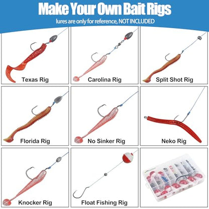 220pcs Fishing Bobbers Tackle Kit Beginners Fishing Kit | Includes Hooks, Bobbers, Sinkers Weights, Swivel Snaps, Starter Tackle Box Kit for Artificial and Live Baits - style: 220pcs Kit