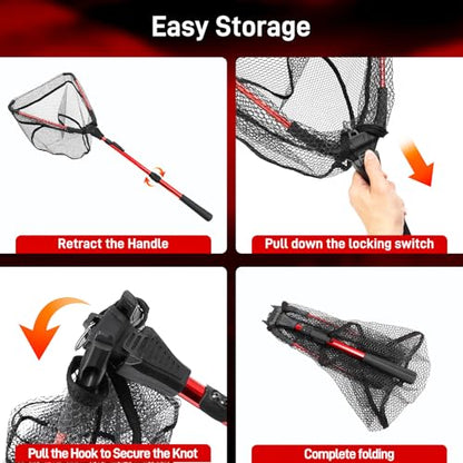 3PCS Fishing Tool Kit - Collapsible Fishing Net, Foldable Fishing Basket, Fishing Pliers Hook Remover, Gifts for Fishermen, Dad, Men