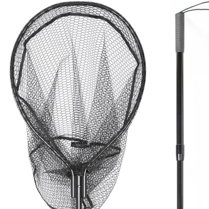 High Strength Large Landing Net - Rubber Fishing Net with Long Telescoping Handle & Soft Rubber Netting, Landing Nets for Fishing, Ideal for Boat, Pier, River Angling - size: Polyethylene Mesh (Rubber Coated) - L