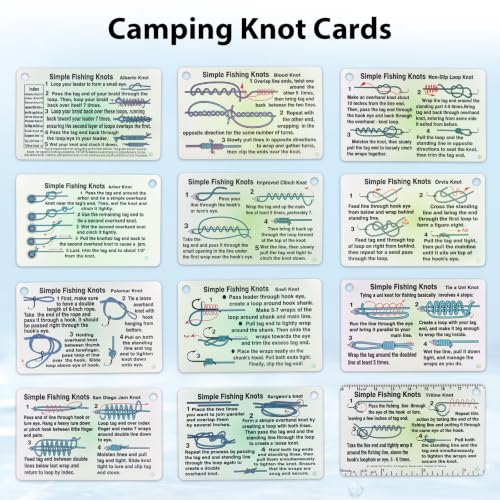 12 Ways to Tie Fishing Hook Card – Essential Fishing Knots for Hooks & Tackle – Waterproof Pocket Guide with Step-by-Step Instructions