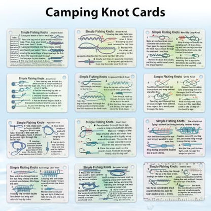 12 Ways to Tie Fishing Hook Card – Essential Fishing Knots for Hooks & Tackle – Waterproof Pocket Guide with Step-by-Step Instructions
