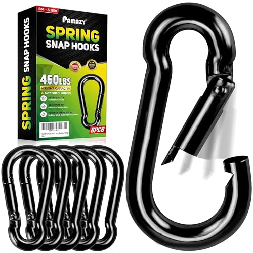 PAMAZY 6Pcs 3.15In Spring Snap Hooks 460LBS Capacity, Utility Hook Clip, Heavy Duty Rope Connector, Quick Link Snap Hooks for Indoor & Outdoor, Hanging, Camping, Fishing - size: 6Pcs 3.15In