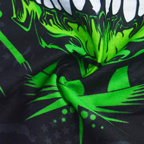 Obacle Neck Gaiter Face Mask Bandana for Dust Wind Sun Protection for Men Women - color: Skull Green Face White Teeth Open Mouth
