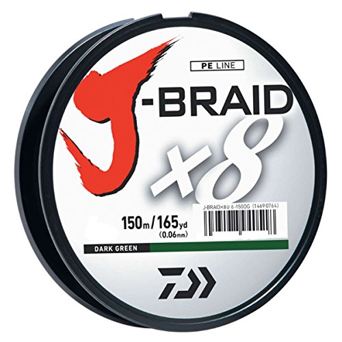 Daiwa J-Braid 150M 8-Strand Woven Round Braid Line - color: DARK GREEN, size: 40 lb