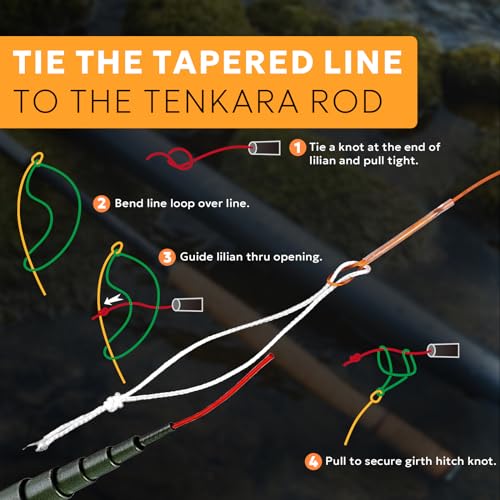 Fly Fishing Tenkara Tapered Line Hi-Vis Orange, Monofilament Tenkara Nylon Line, 11FT 12FT 13FT 15FT - style: Tk-ttl-36