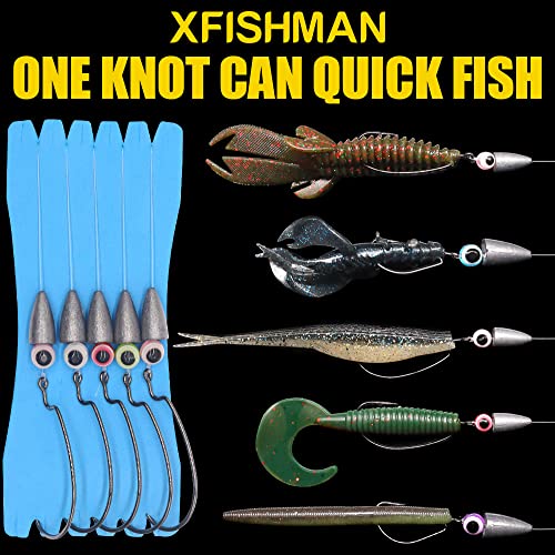 Texas-Rigs-for-Bass-Fishing-Leaders-with-Weights-Hooks-Rigged-Line-Kit - size: 5/0 Hooks-3/8 oz Weight-5pcs