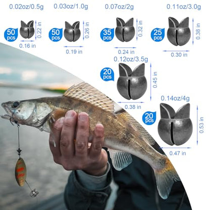 SANWEAL120PCS/200PCS Fishing Weights Sinkers - Premium Split ShotFishing Weights Sinkers - Round Removable Fishing Sinkers - 5/6 Sizes - style: Largeduck/200