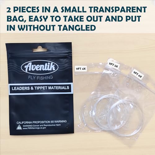 Aventik Fly Fishing Tapered Leader Pre-Tied Loop Fishing Leader Line 7.5FT 9.0FT 12FT - size: 7.5FT-6pack