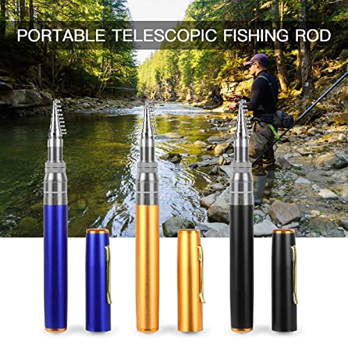 2023 Pocket Size Fishing Rod - Pen Fishing Pole and Reel Combo, Portable Telescopic Small Fishing Pole Mini Fishing Rod, Micro Collapsible Fishing Rod and Reel Combo Travel Fishing Kits - color: Gold