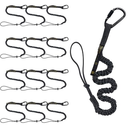 TRSMIMA Safety Tether Tool Lanyard - 12 Pack Safety Tool Leash Shock Absorbing Strap Lock Carabiner Roofing Work for Window Cleaners Roofers - size: 12-pack