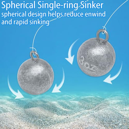 5 Pcs Fishing Round Sinker Cannonball Lead Weights Assortment Egg Drop Bass Weights Saltwater Freshwater Casting 1-5oz - size: 4oz - 5pcs