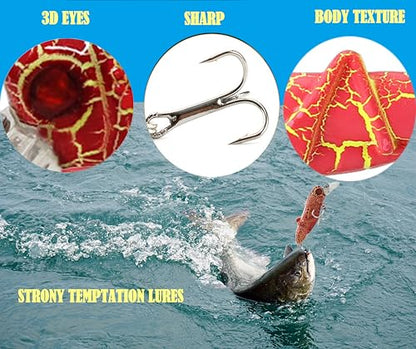 3D Eyes Artificial Crankbait Fishing Lures Kit Jerkbaits for Bass Lures - color: 5pcs grasshopper fat hardbait lures with bill