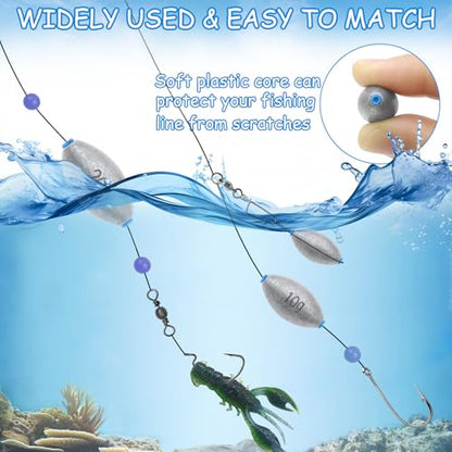 Egg Sinkers Fishing Weights, Bullet Fishing Weights | Lead Oval Shaped Fishing Weights Sinkers for Saltwater Freshwater Fishing 1/4oz to 3oz - size: 1/4oz-20pcs