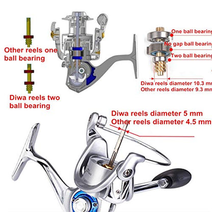 Diwa Spinning Fishing Reels for Saltwater Freshwater 3000 4000 5000 6000 7000 Spools Ultra Smooth Ultralight Powerful Trout Bass Carp Gear Stainless Ball Bearings Metal Body Ice Fishing Reels - style: 7000