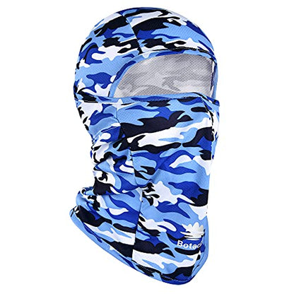 Balaclava Ski Mask, Sun UV Protection Breathable Full Head Face Mask for Men Women Skiing Cycling - color: Camo Blue