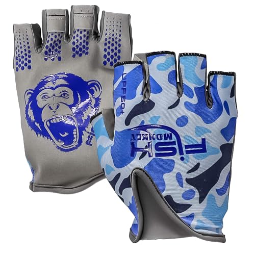 Fish Monkey Stubby Guide Glove - color: Blue Water Camo, size: Small