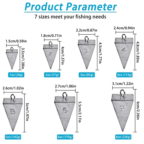 Pyramid Sinkers Fishing Weights, Saltwater Surf Fishing Sinkers Triangle Fishing Weights for Ocean Saltwater Surf Fishing Gear Tackle 1oz 2oz 3oz 4oz 5oz 6oz 8oz - color: 8oz - 4pcs