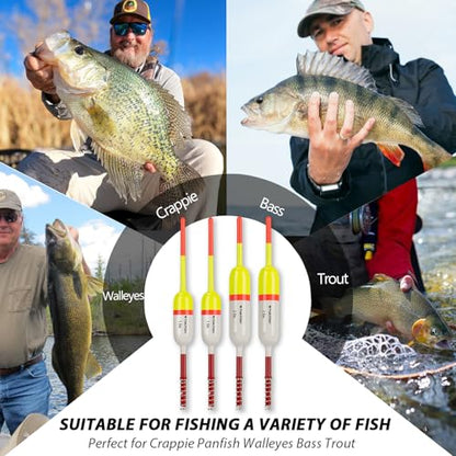THKFISH Fishing Bobbers Fishing Floats and Bobbers Slip Bobbers for Fishing Balsa Floats Crappie Fishing Bobbers Fixed Bobber (1.5"X0.59"X5.4") (2.5"X0.59"X5.4") - color: Yellow-White-1.5IN