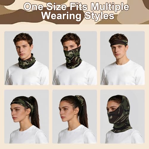 9 Pack Neck Gaiter Sun Protection Face Masks Breathable Windproof Face Cover UV Protection Bandana Scarf for Men Women - color: Camouflage