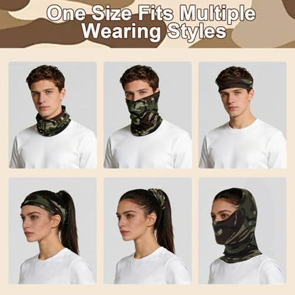 9 Pack Neck Gaiter Sun Protection Face Masks Breathable Windproof Face Cover UV Protection Bandana Scarf for Men Women - color: Camouflage