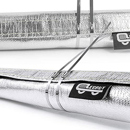 Heat Shroud Aluminized Sleeving Heat Shield fuel line wire heat sleeve 3/4" I.D. x 3FT with 10 Pcs 7.8Inch Stainless Steel Cable Metal Zip Ties - size: 3/4"I.D.x 3FT
