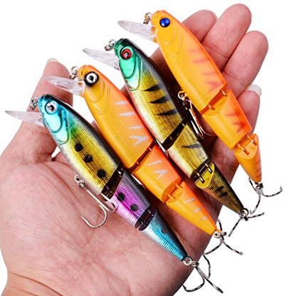 Aorace Fishing Lures Kit Mixed Including Minnow Popper Crank Baits with Hooks for Saltwater Freshwater Trout Bass Salmon Fishing - color: Item-G 68pcs