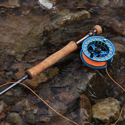 Sougayilang 5/6 Weight 9ft Fly Rod, 4-Piece Graphite Rod, Die Cast Aluminum Reel, Carrying Case, Fly Box & Fishing Flies Combo Starter Kit - color: Fly Fishing Combo #8-Blue