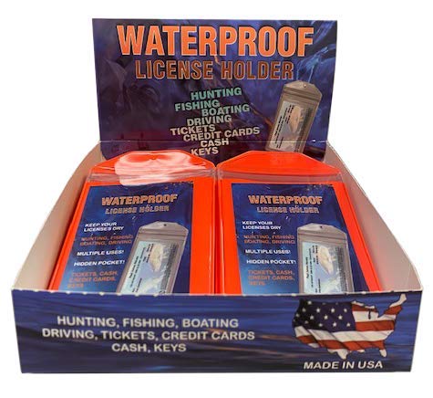 Fluorescent Orange, Zipped, Hunting & Fishing License Holder, Display Box Includes 100 Pieces, Ready for Display, Made in USA - style: 100 Pack-Fluorescent Orange