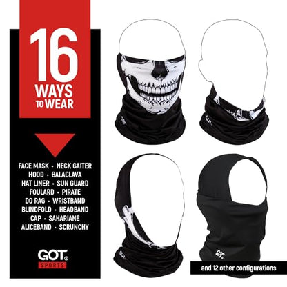 UPF 50+ Fishing Neck Gaiter - UV Face Mask Sun Protection for Men Women | Moisture-Wicking, Quick-Drying, Built-in SPF, UVA/UVB Blocking, Hunting Camo Design, Versatile Headwear - color: Skull