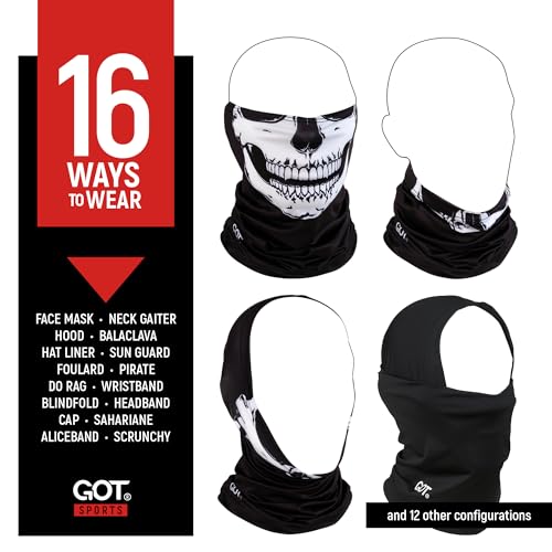 UPF 50+ Fishing Neck Gaiter - UV Face Mask Sun Protection for Men Women | Moisture-Wicking, Quick-Drying, Built-in SPF, UVA/UVB Blocking, Hunting Camo Design, Versatile Headwear - color: Skull