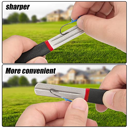 Skylety 2 Pcs Hook Sharpener Hook File for Fishing Diamond File with Handle Portable Double Sided Fine and Medium Grit for Fishing - color: Red