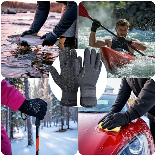 Neoprene Gloves, 3mm Anti-Slip Diving Gloves Waterproof Wetsuit Gloves for Scuba Fishing Kayaking Surfing Swimming - color: Black-With Strap, size: Small