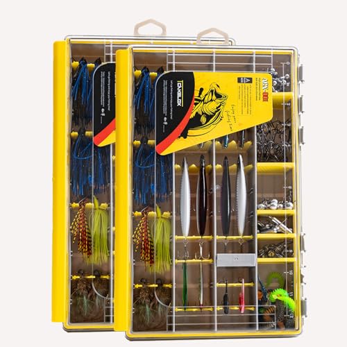 Deluxe Fishing Tackle Box, Waterproof 3600 & 3700 Terminal Tackle Trays, Organizer Includes 2 Type Dividers (3700-3 all-in-one 2 pack)