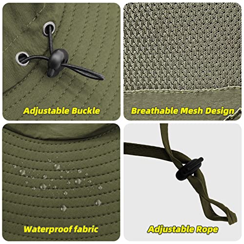 Fishing Hat for Men Sun Protection Hat with Removable Mesh Face Neck Flap Cover Windproof Strap for Men and Women - color: Green