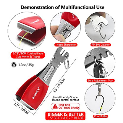 SAMSFX Fishing Big Nippers with Zinger Retractors Fishing Line Cutters with Retractable Badge Holder Fly Fishing Tools Combo