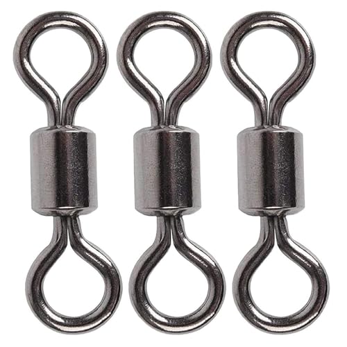 250pcs Fishing Swivel Rolling Barrel Swivel Stainless Steel Swivels Corrosion Resistance Black Nickle Connector for Freshwater Saltwater Fishing Tackle #2#4#6#8#10 - size: #2/0-165LB-50PCS