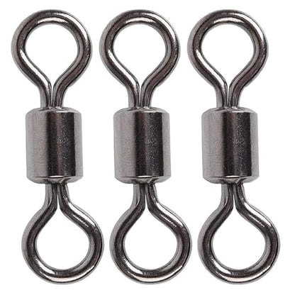 250pcs Fishing Swivel Rolling Barrel Swivel Stainless Steel Swivels Corrosion Resistance Black Nickle Connector for Freshwater Saltwater Fishing Tackle #2#4#6#8#10 - size: #2/0-165LB-50PCS