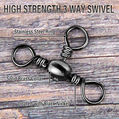 Alwonder 50-Pack 3 Way Swivels Fishing Tackle High Strength Stainless Steel Barrel Swivels 35-175LB Three Way Swivel for Saltwater Freshwater Catfish Rigs Surf Fishing Rigs - size: #4-70LB
