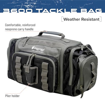 FROGG TOGGS Heavy Duty Fishing Tackle Duffle Bag, Includes Bait Trays - color: Black, style: 3600